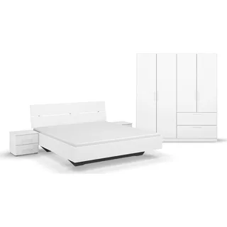 INOSIGN BY RAUCH "Komplettschlafzimmer Schlafzimmer Challenger (Set 4-teilig)", weiß (alpinweiß), Schrankbreite/-höhe 181/210cm + ohne Matratze, B/H: 180cm x 200cm, Holzwerkstoff, Schlafzimmermöbel-Sets, Schrank 2 Breiten, Bett 3 Breiten,