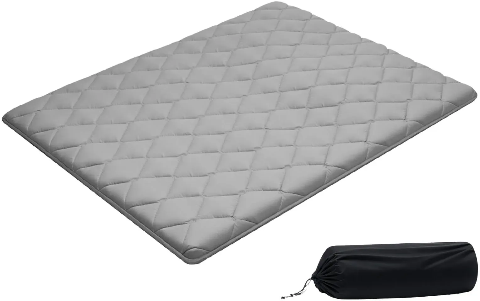 VEVOR japanische Futon-Matratze (2032 x 1524 x 63,5 mm), faltbare Tatami (Queen Size), Bodenmatratze mit Aufbewahrungstasche & Befestigungsmaterial, 9-lagige Schlafmatte für Meditation Yoga, Grau