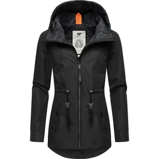 Ragwear wasserdichte Damen Übergangsjacke Leichte Regenjacke Kurzmantel mit Kapuze Monadis Intl Black24 Gr. M - M