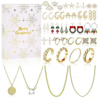 LuxusKollektion Schmuck-Adventskalender Schneeflocke Schmuck Adventskalender 2024 für Frauen Weihnachten 24