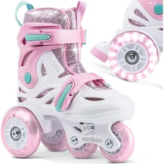 Einstellbare Größe Kinder-Inlineskates Inliner Cariboo Ballerina LED-Räde Rosa rosa 26/30