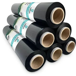 6 Rollen Stretchfolie Schwarz 23my 2,5kg 500mm Handstretchfolie Stretchfolienrolle Palettenfolie Umzugsfolie Strechfolie Wickelfolie - Folie für Möbel - Verpackungsfolie auf Rolle - Folie für Umzug