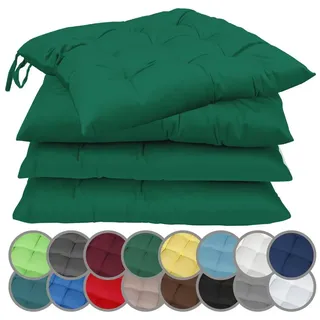 NatureMark Stuhlkissen mit Bändern 40x40 cm – Gefüllte Sitzkissen, Outdoor & Indoor – Dunkel grün