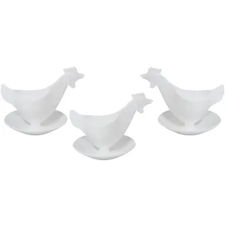 Eierbecher Huhn in Pastellfarben 3er Set weiß