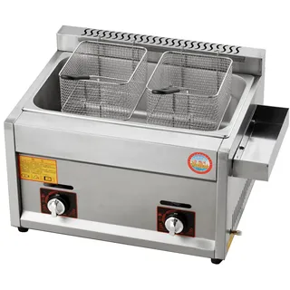Gas-Fritteuse, 22 l/30 l Fritteusenbehälter für Hühnerchips aus Edelstahl mit Korblöffel für die gewerbliche Küche zu Hause des Restaurants