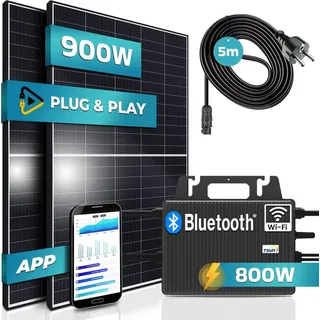 Black Frame 900/800W Solaranlage mit 800W TSUN Micro Wechselrichter 2 x 450 W