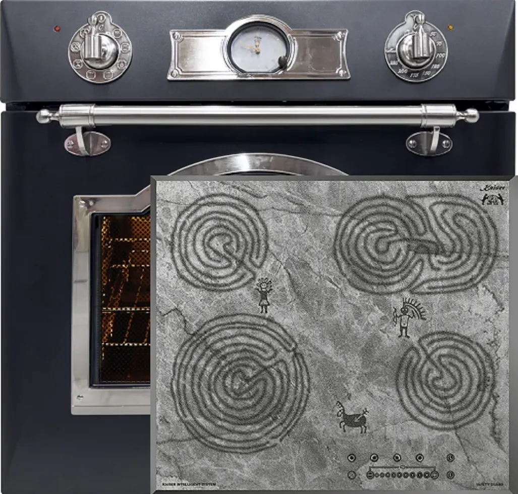 Backofen Set Kaiser Empire EH 6355 Em Sil Einbau Elektrobackofen 60 cm 67 L+ KCT 6715 F Ära Glaskeramik Kochfeld 60 cm
