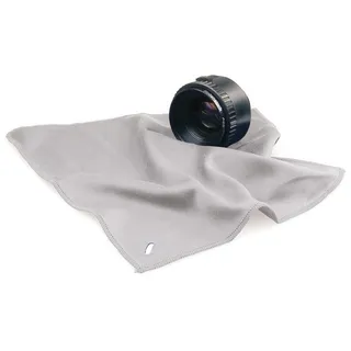 Kaiser Premium-Microfaser-Reinigungstuch, 30 x 30 cm, silbergrau, mit umsäumtem Rand und Knopfloch, in Kunststoffbox