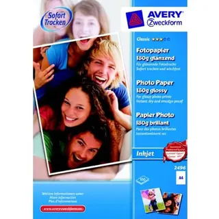 Avery Zweckform 2496 Classic Inkjet Fotopapier DIN A4, einseitig beschichtet, 180 g/m2, 100 Blatt