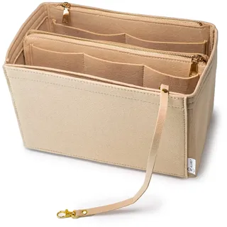 AT Allure-T ® Neverfull mm Organizer, Handtaschenorganizer aus Filz mit Reißverschluss, Handtaschenorganizer Bag in Bag, Taschenorganizer Beige M