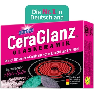 abrazo CeraGlanz Glaskeramik - 2 Ceranfeldreiniger, antibakterieller Glaskeramik Reiniger, Ceranfeld Reiniger, Herdreiniger, Herd kratzfrei reinigen