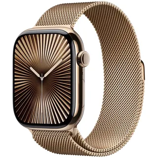 GPS + Cellular 46 mm Titangehäuse gold Milanaise Armband gold S/M