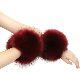 Damen Armstulpen Fell Stulpen, Pulswärmer Pelz Kunstfell Armwärmer Manschetten Fellstulpen Faux Pelz Armstulpen Faux Fur Wrist Band Ring Cuffs Wärmer für Frauen Pelzmanschetten Ringmanschetten Wärmer