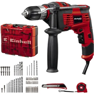 Einhell TC-ID 1000 E Kit +64 (1010 W, Drehzahl-Elektronik, 13 mm-Schnellspannbohrfutter, Schlagzahl 48.000 min-1, inkl. 64-tlg. Zubehör-Set und Koffer)