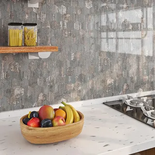 Livelynine Klebefolie Küche Betonoptik Grau Rosegold 40CMx5M Folie Arbeitsplatte Küche Beton Selbstklebende Tapete Küche Abwaschbar Klebefolie Küchenrückwand Badezimmer Möbelfolie Selbstklebend Tisch