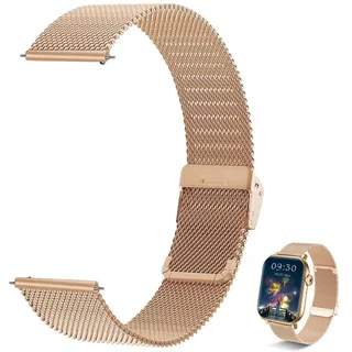 BRAIDOL Armband Smartwatch-Armband 22mm Uhrenarmband für Smartwatch, (Ersatzband für Damen Herren( Nur Armband, keine Uhr), Armbänder 22mm Kompatibel mit Smartwatch,Armband Zubehör) goldfarben