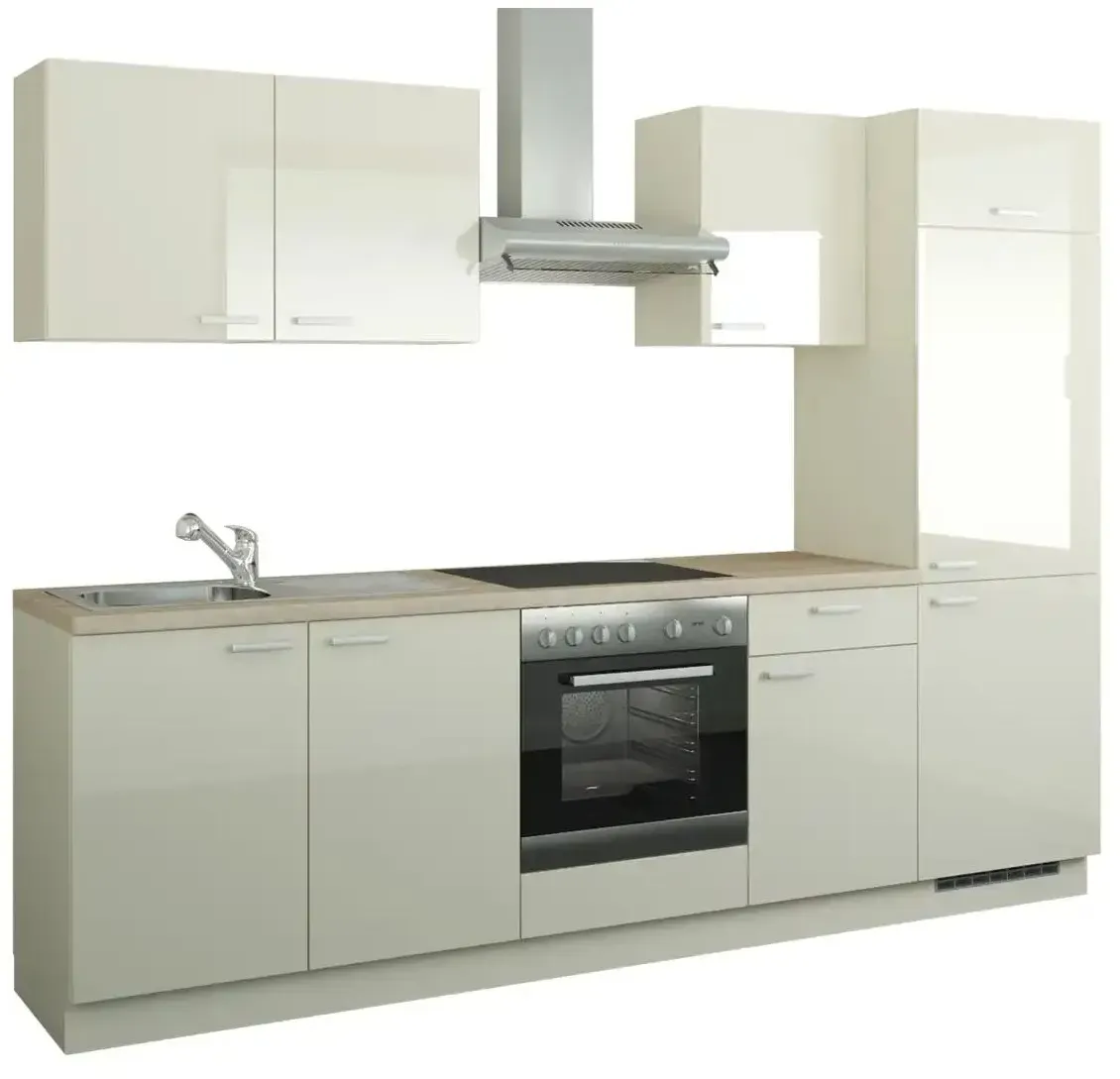 Küchenzeile mit Elektrogeräten  Aachen , creme , Maße (cm): B: 270