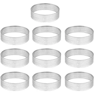 Gaqnzjx 10Pcs 4.5Cm Runder Rostfreier Perforierter Nahtloser Tortenring Quiche Ring Torte Pan Pie Tortenring mit Loch Tortenschalenring