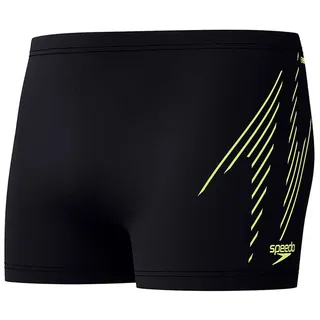 Speedo Hyperboom Placement Badehose Boxer - Black / Hyper Yellow - UK 38