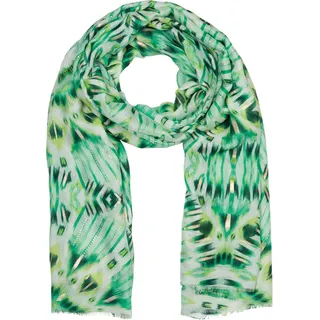 Stylebreaker Schal Batik Muster Metallic Streifen, Leichtes Ethno Tuch mit kurzen Fransen 01016228, Farbe:Grün-Hellgrün | Gr.: onesize