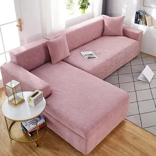 QHDXL Sofabezug 2Sitzer Rosa Kunstblätter Sofa überzug L Form Couchbezug Stretch Sofahusse Sofa Bezug Stretchy Sofabezüge Set Sofaüberwurf (145-185cm)