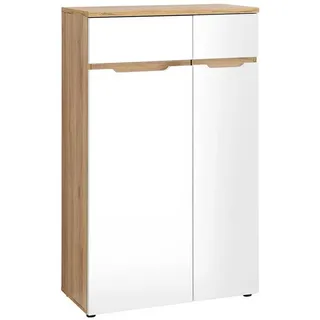 Vito Büroschrank CLYDE, 75 x 122 cm - 2 Türen - Mauvella Eiche Dekor - Weiß supermatt