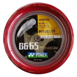 Yonex Bg 65 Titanium 200 M Badmintonschlägersaite - Red - 0.70 mm