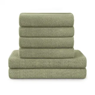 Blumtal Premium Frottier Handtücher Set 4 teilig 100% Baumwolle - Oeko-TEX zertifiziertes Badetuch 2X (70x140 cm) + Towel 4X (50x100 cm) - saugstarkes Frottiertücher Set - Handtücher Grün