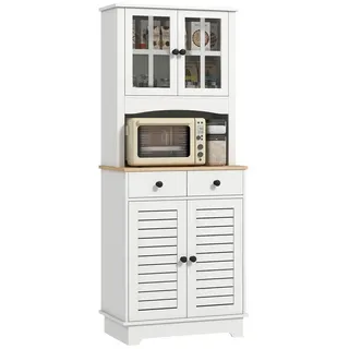 Homcom Küchenschrank, Hochschrank mit 2 Schränken, Küchenbuffet mit verstellbaren Ablagen, Buffetschrank, Esszimmerschrank für Küche, Esszimmer,