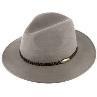 Fiebig Filzhut Casual Traveller mit geflochtener Lederbandgarnitur grau 60/XL