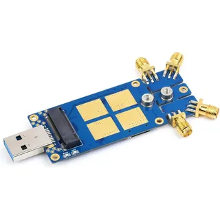 Waveshare USB TO M.2 B KEY Dongle für 5G-Module, 3042/3052, USB 3.1, Nano-SIM, 4x SMA, Aluminium,