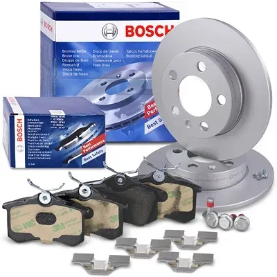 Bosch Bremsscheiben +Bremsbeläge hinten [Hersteller-Nr. 41108822] für Skoda, Audi, Seat, VW