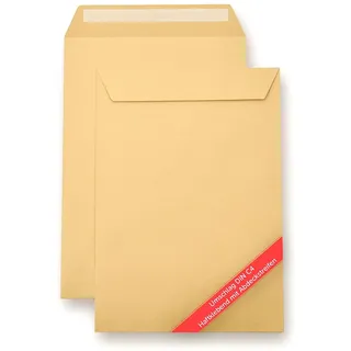 Vivopack Versandtaschen C4 selbstklebend, 229× 324mm 50 Stück Briefumschläge A4 ohne Fenster, Umschläge A4 braun, DIN A4 Umschläge haftklebend mit Schutzfolie, Briefumschläge DIN A4, Kuvert A4