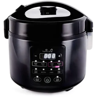 Yum Asia Kumo YumCarb Reiskocher mit Keramikschale und fortschrittlicher Fuzzy-Logik (5,5 Tassen, 1 Liter), 5 Reiskochfunktionen, 3 Multicooker-Funktionen, 220-240V EU (Dunkler Edelstahl)
