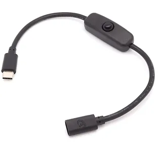 USB DC-Kabel mit Schalter USB Typ C Buchse - USB Typ C Stecker 0,30m schwarz