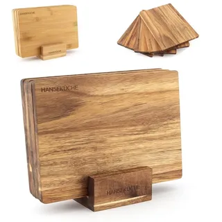 Hanseküche Schneidebrett Set – Hochwertige Schneidebretter – Holzbrett Küche groß mit Saftrille, Küchenbrett, massives Schneidbrett (Akazie, 5er Set)