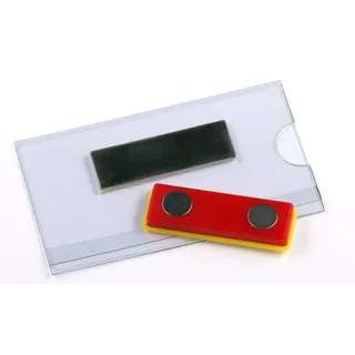 Europel Kunststoff-Ausweishalter mit Magnetverschluss - Set zu 24 Stück - 75 x 40 mm - Ausweis- und Namensschildhalter - mit Magnet - mit Blanko-Einsteckschildern