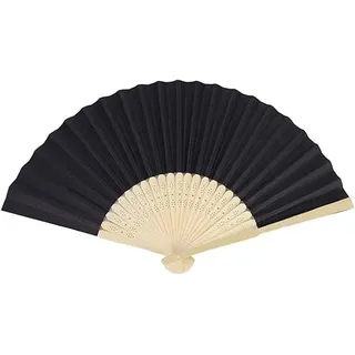 Yukiyi Dunkelgrüne Handfächer für Damen klappbar Frauen, faltbare Handfächer, Stoff-Faltfächer, DIY, handgefertigte Fächer zum Tanzen, Foto-Requisiten, Wanddekoration, Hochzeitszubehör (Schwarz)