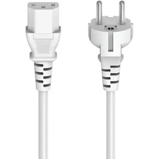 Hama Netzkabel für Kaltgeräte, 3-polig mit Schutzkontaktstecker, 5 m Weiß