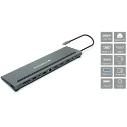 Conceptronic DONN17G laptop-dockingstation & portreplikator Kabelgebunden USB 3.2 Gen 1 (3.1 Gen 1) Type-C Grau