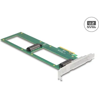 DeLock PCI Express 4.0 x8 Karte zu 2 x intern U.2 NVMe SFF-8639, Storage Controller