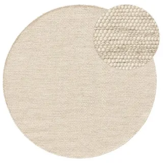benuta pure Wollteppich Rocco Cream ø 100 cm rund - Naturfaserteppich aus Wolle,