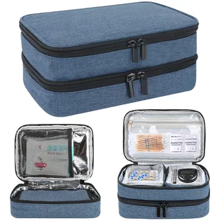 zerotop Insulin Kühltasche Doppelschicht Reisetasche, Reisekoffer für Diabetikerbedarf, Aufbewahrungstasche für Insulin Pens, Glukose-Messgerät, Blutzucker Teststreifen und andere Diabetiker Zubehör