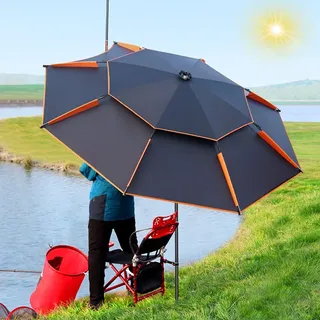 Refue Sonnenschirm Große für Strand Outdoor Urlaub Camping Angler, Beschattung Sonnenschutz Gartenschirm mit Kippbare Windauslass (Size : 260CM/8.5ft)