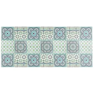 Pergamon Vinyl Teppich Küchenläufer Evora Mosaik Türkis 65x150cm