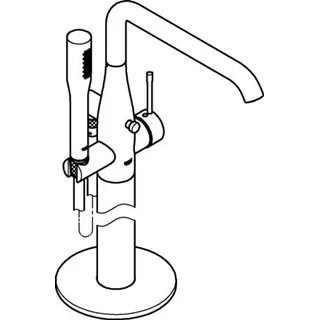 Grohe Essence Einhand-Wannenbatterie, Bodenmontage, schwenkbar, Ausladung 277mm, mit Zubehör, 25248KF1, Farbe: Phantom Black