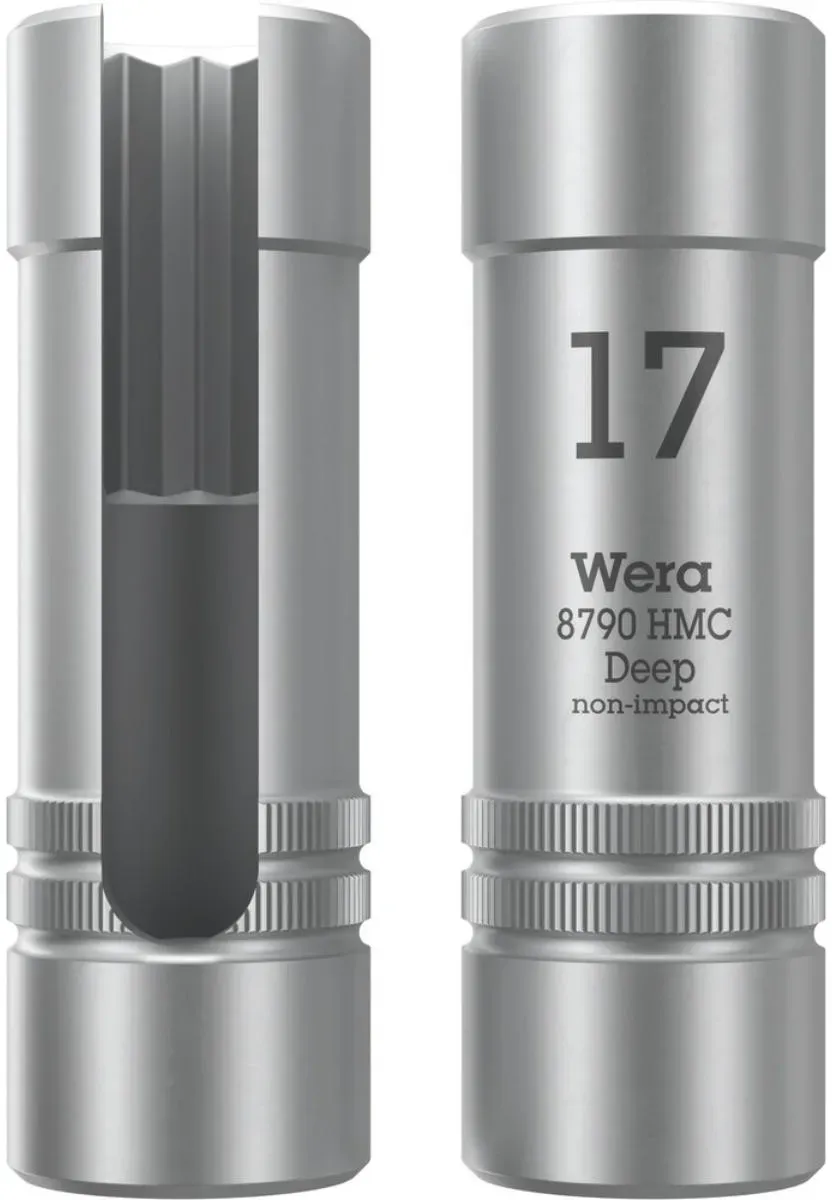 Wera 8790 HMC Deep Steckschlüsseleinsatz mit Ausschnitt am Schaft, mit 1/2 zoll-Antrieb, 17 x 76 mm - 05138007001