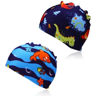 SCJJZ badekappe,badekappe kinder jungen,gorro natacion niña,badekappe mädchen lange haare,2er-Pack Kinder-Badekappen Stretch-Badekappen für Jungen und Mädchen von 1–8 Jahren