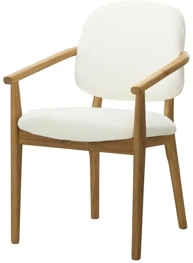 smart Armlehnstuhl aus Wildeiche massiv Stellan , creme , Maße (cm): B: 55 H: 87 T: 61.0