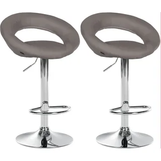 CLP 2er Set Barhocker Olinda Stoff grau/chrom